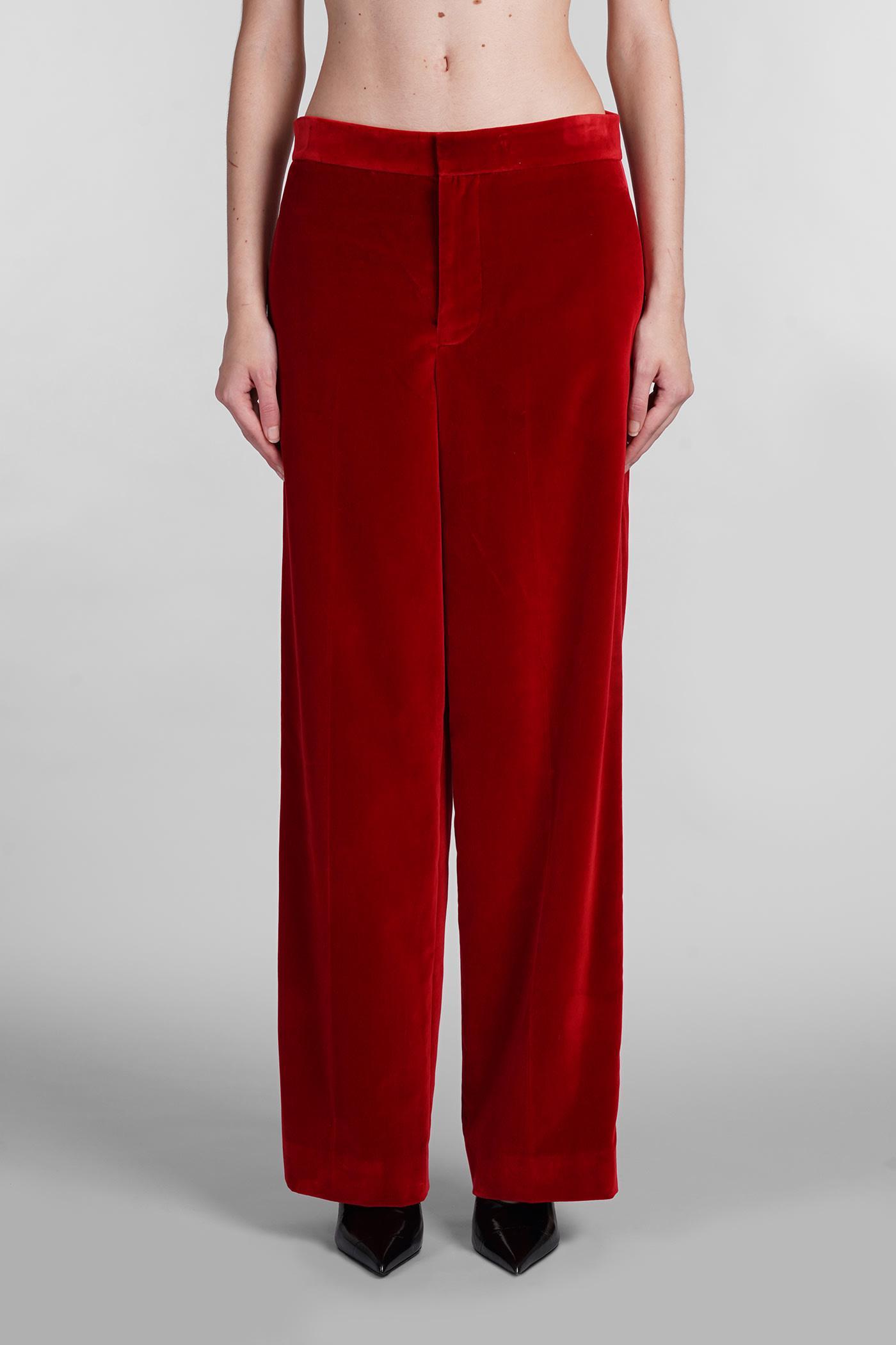 JW ANDERSON Velvet Tuxedo Trousers In Red Product Image