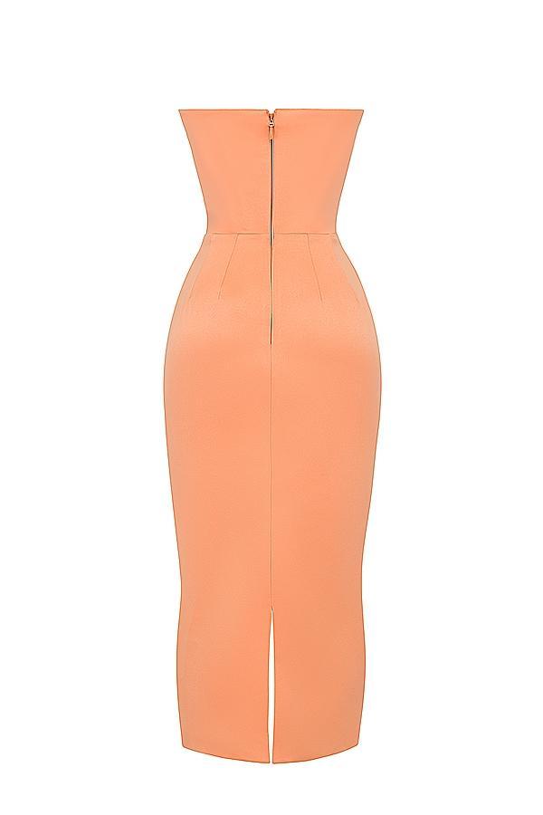 Alora Tangerine Strapless Corset Midi Dress Product Image