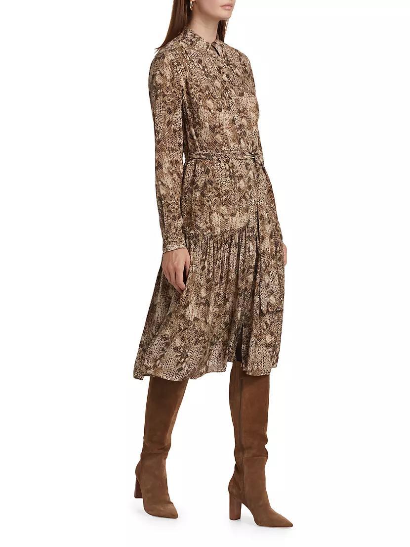 Snakeskin Belted Midi-Dress Product Image