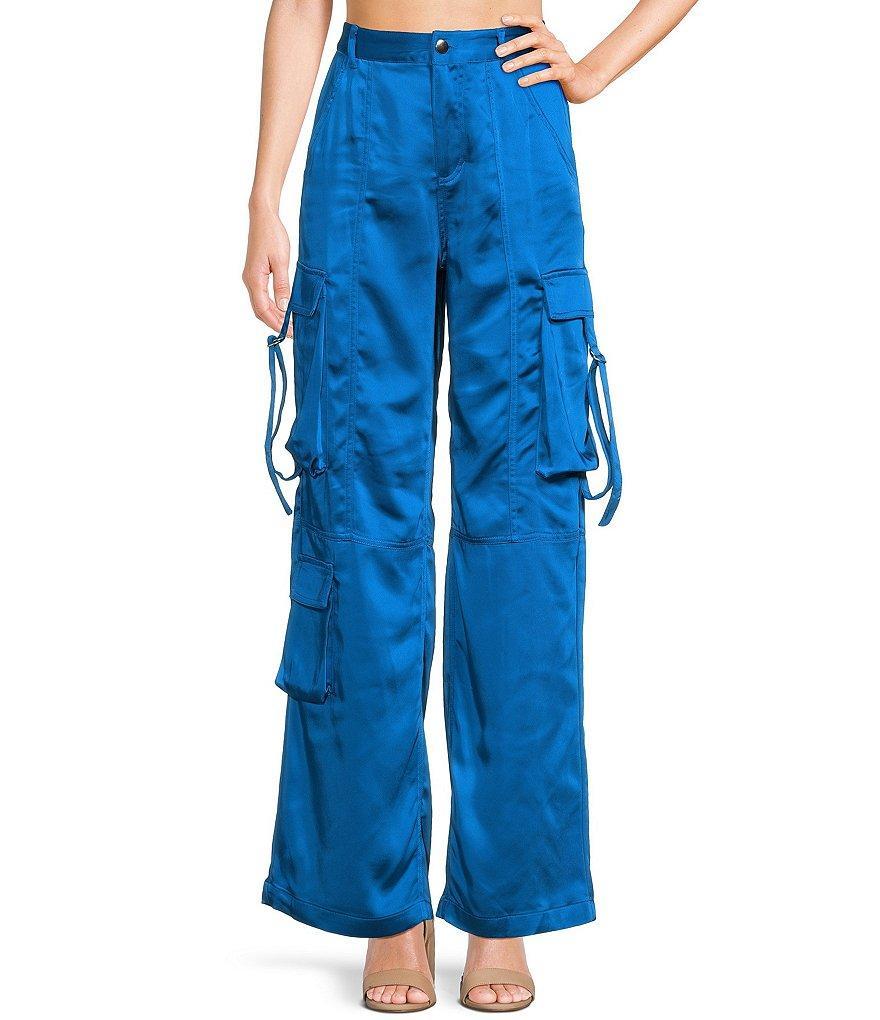 GB High Rise Coordinating Satin Cargo Pants Product Image