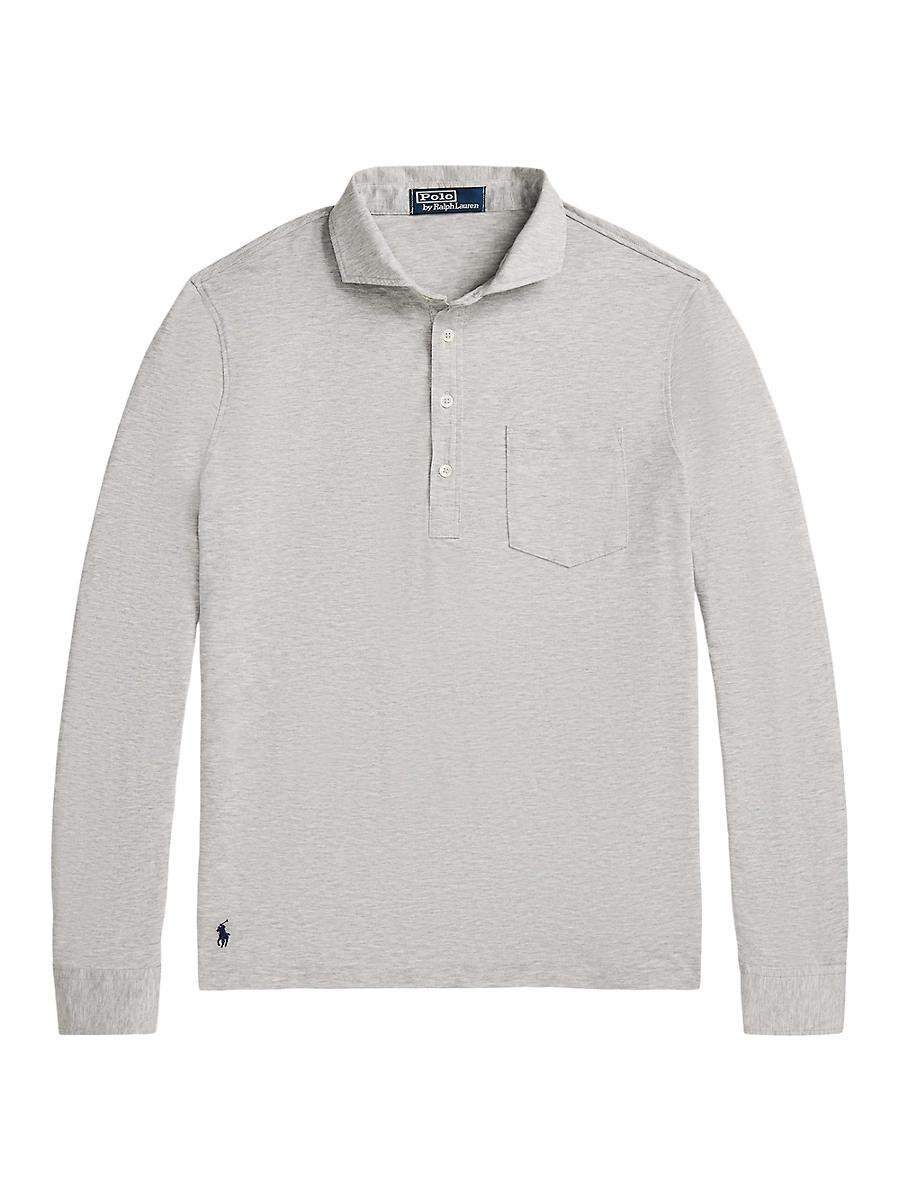 Mens Lisle Cotton Long-Sleeve Polo Shirt Product Image