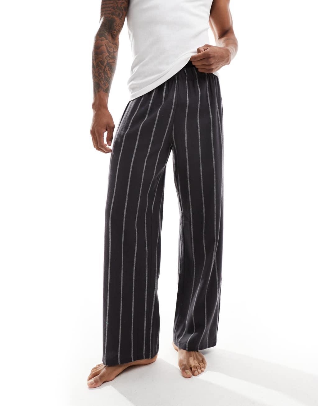 ASOS DESIGN pajama bottoms in black stripe Product Image
