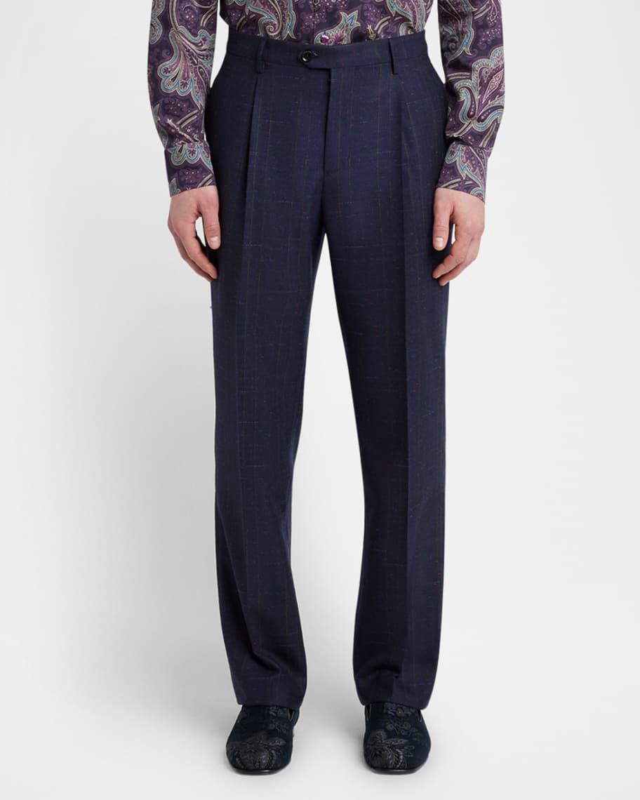 Mens Multicolor Check Wool Pants Product Image