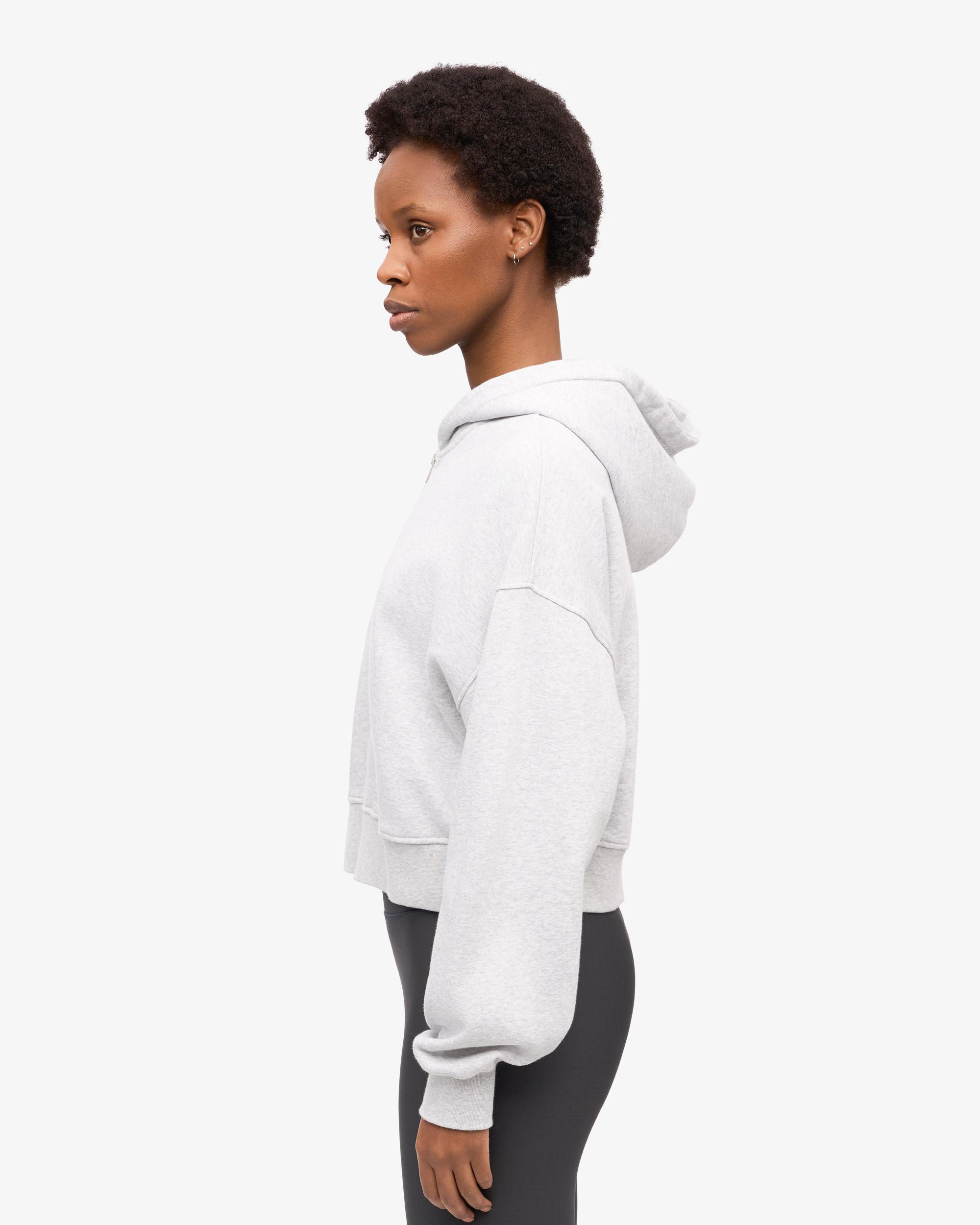 Organic Crop Zip Hood - Snow Melange Product Image