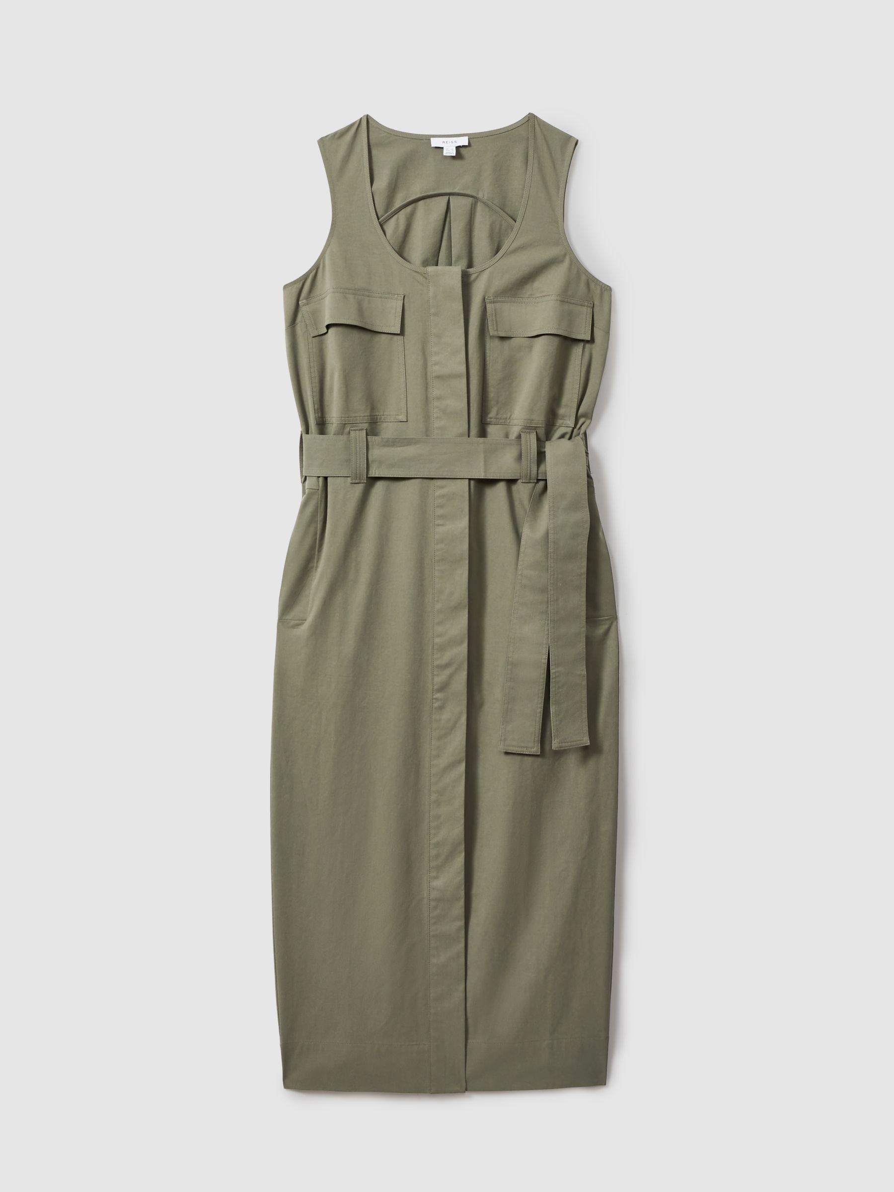 Utility Belted Midi Dress in Sage Product Image