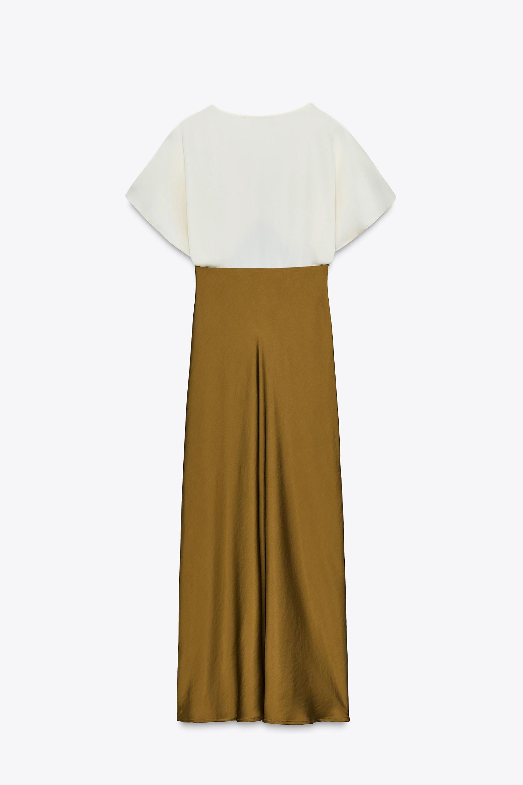 CONTRAST LACE SATIN EFFECT MIDI DRESS Product Image