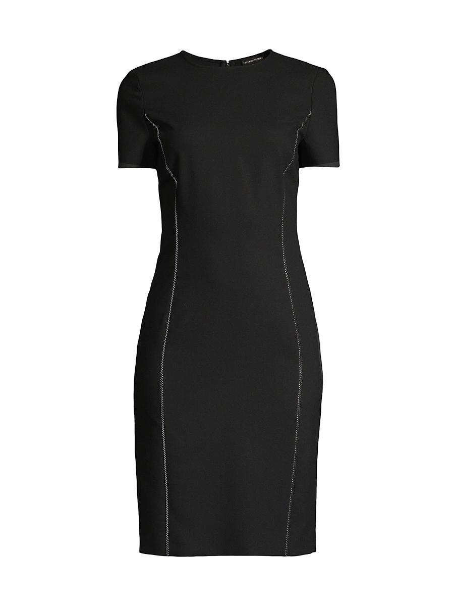 Embellished Short-Sleeve Techno Cady Dress Product Image