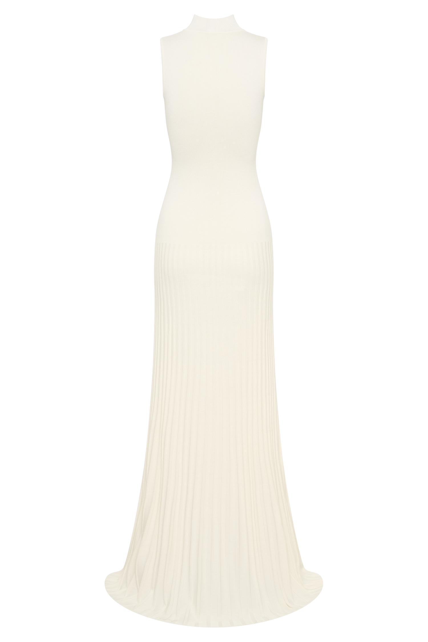Mavis High Neck Pleated Maxi Dress - Ivory Product Image