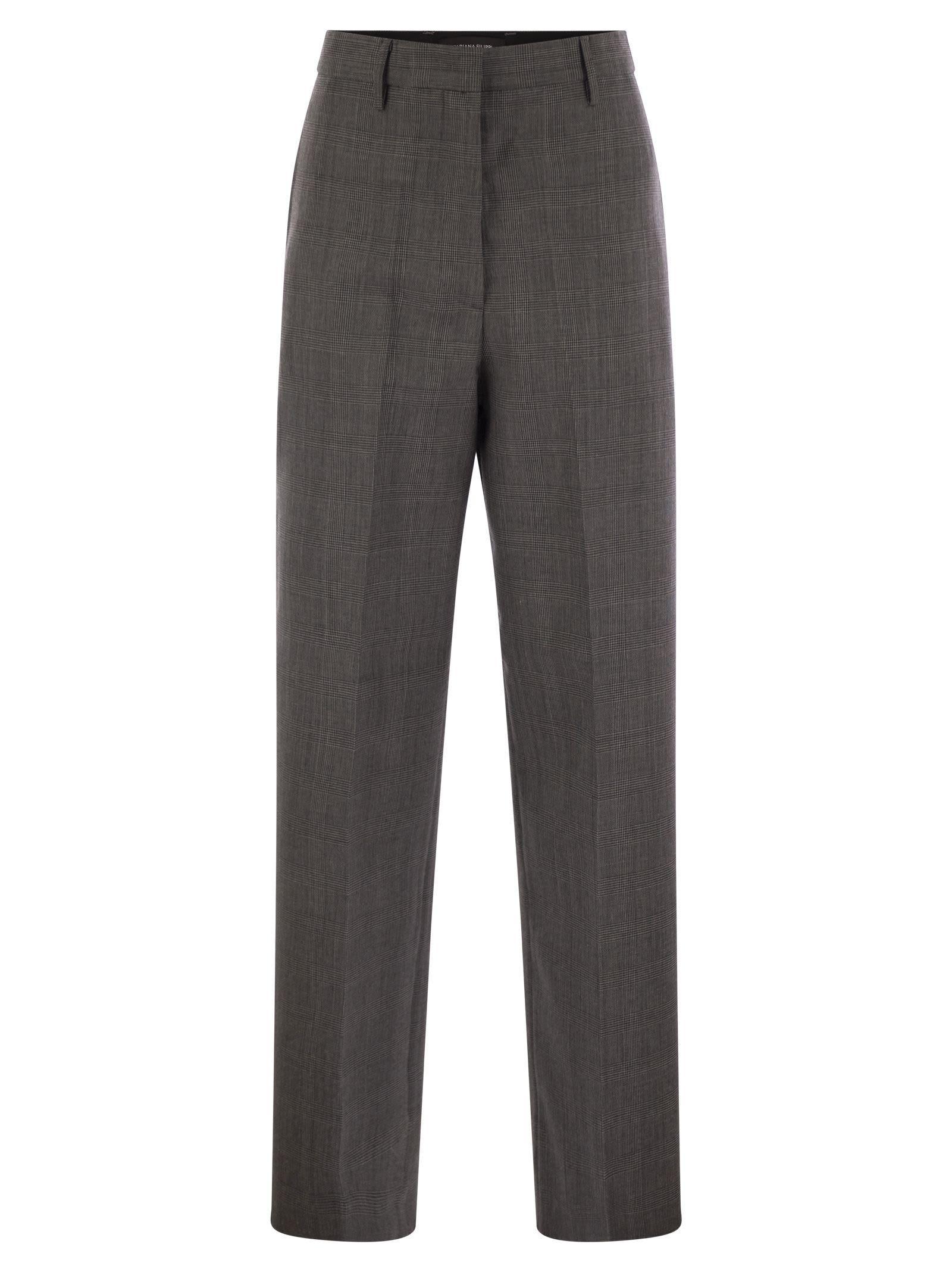FABIANA FILIPPI Wool-silk Check Trousers In Grey Product Image