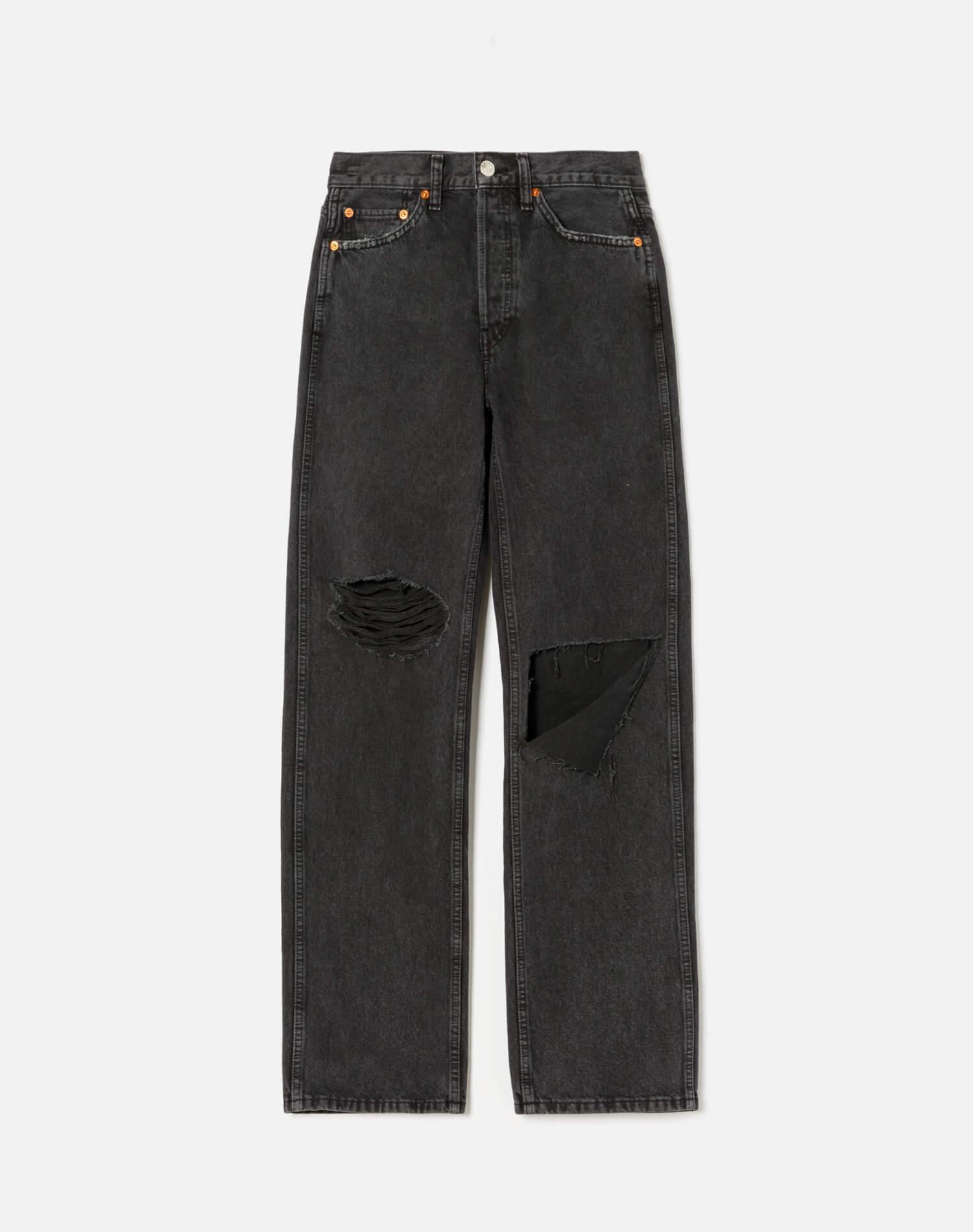 High Rise Loose - Washed Black with Rips Product Image