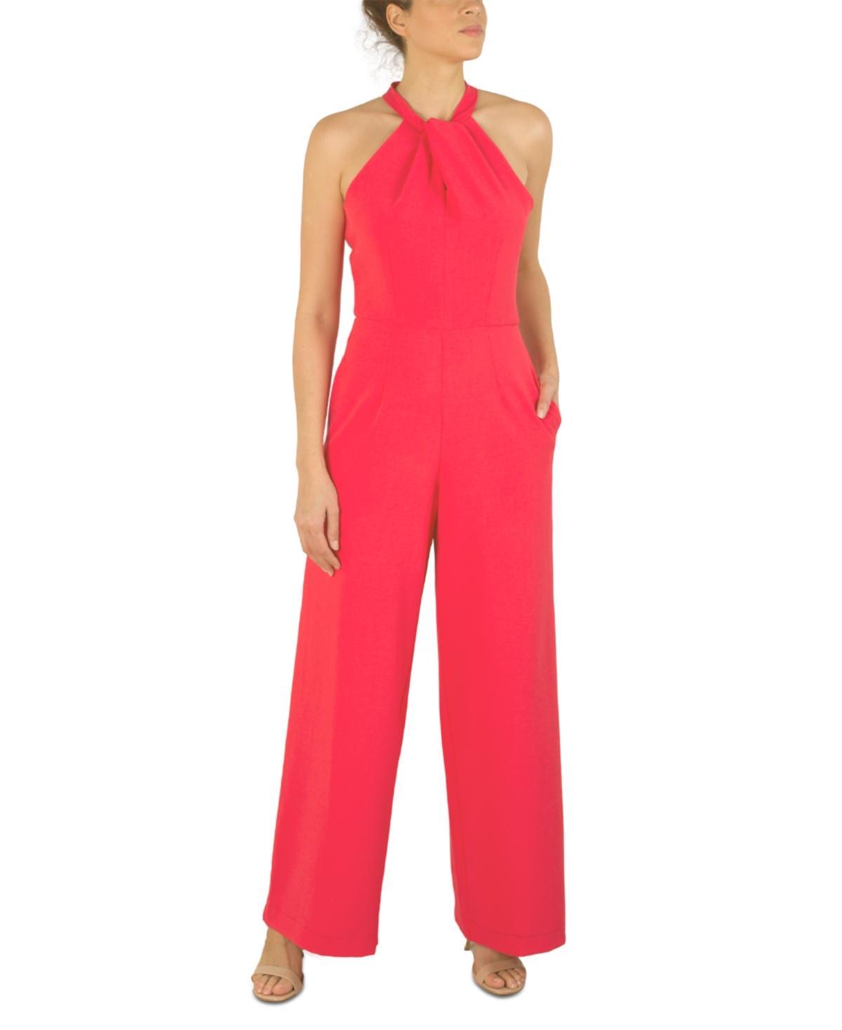 Julia Jordan Halter Twist Neck Sleeveless Pocketed Jumpsuit Product Image