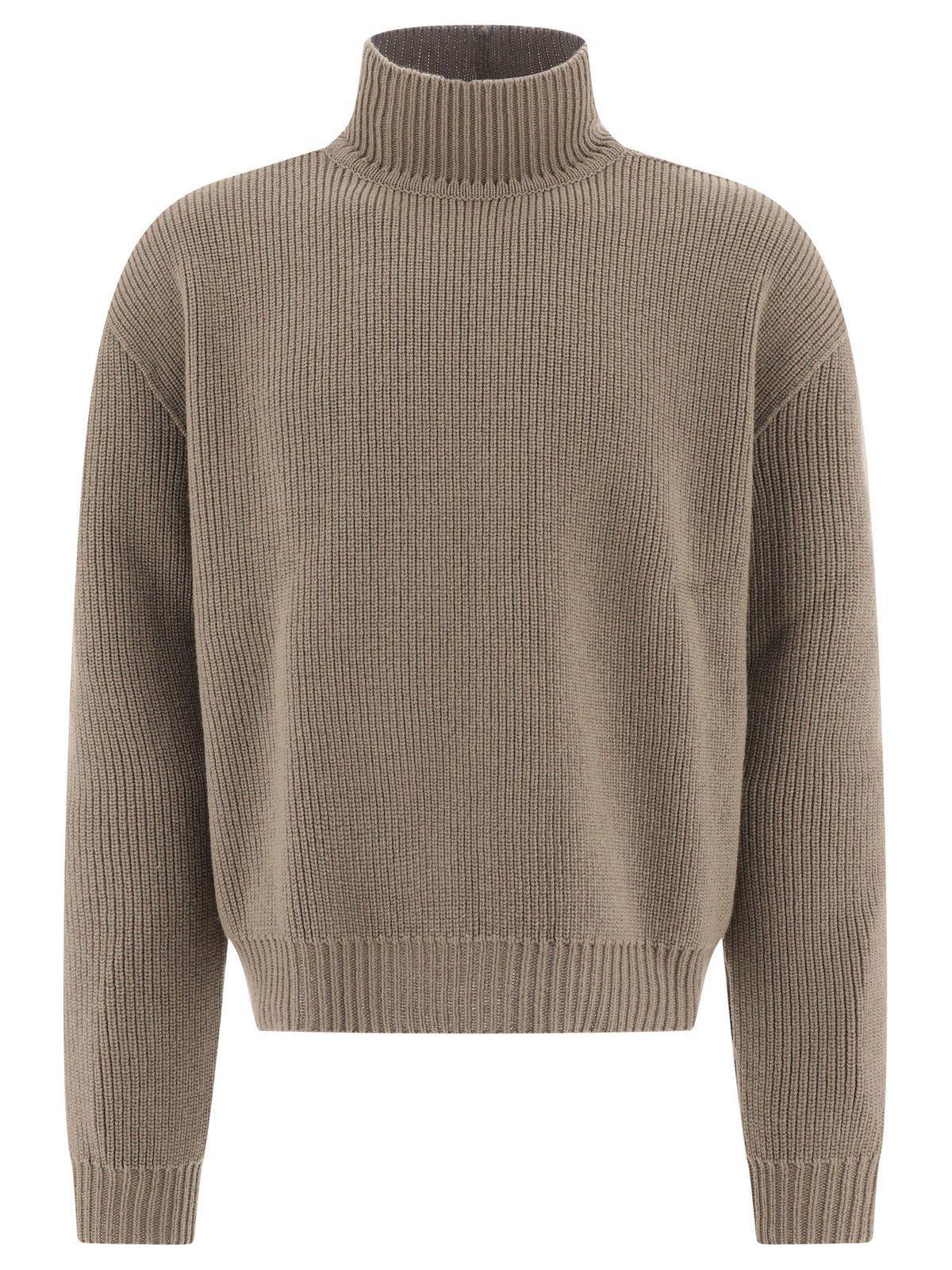 RICK OWENS Turtleneck Knitted Jumper In Green Product Image