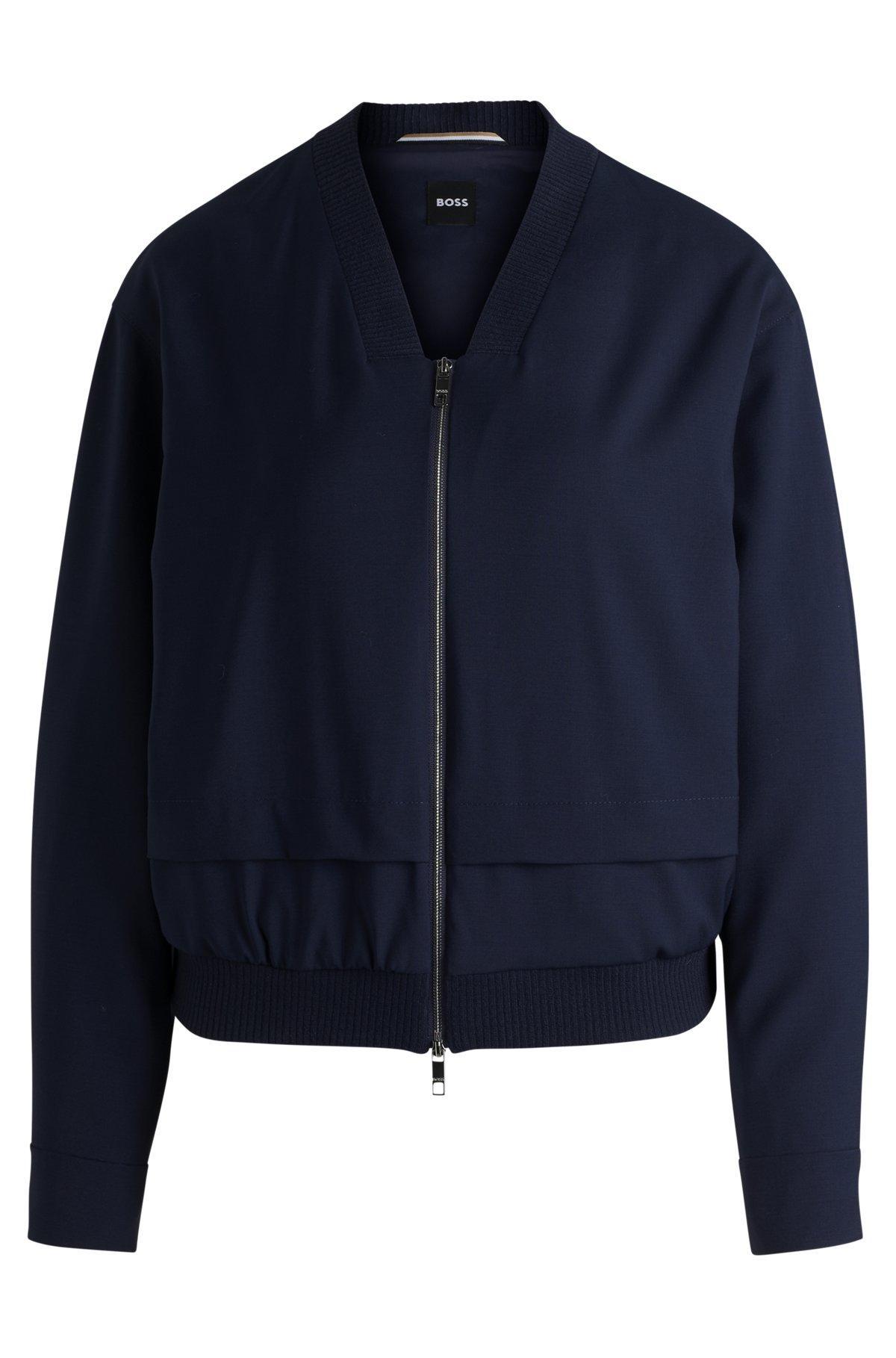 BOSS - Oversize-fit jacket with layered effect - Dark Blue Product Image