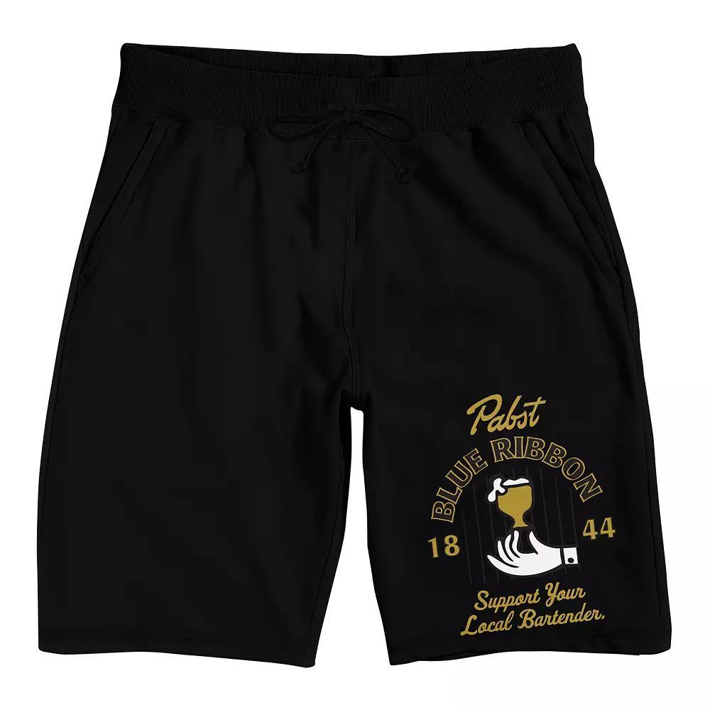 Men's Pabst Blue Ribbon Pajama Shorts, Size: Small, Black Product Image