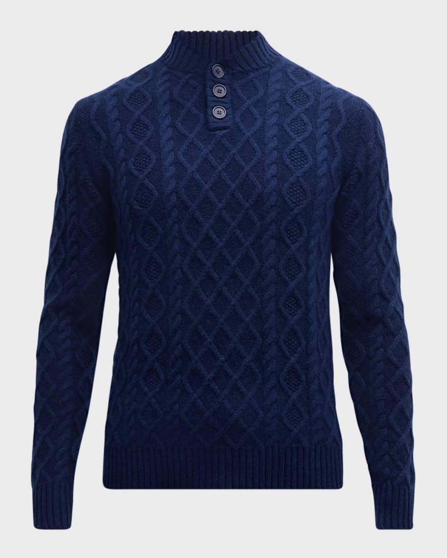 Mens Cabled Button Pullover Sweater Product Image