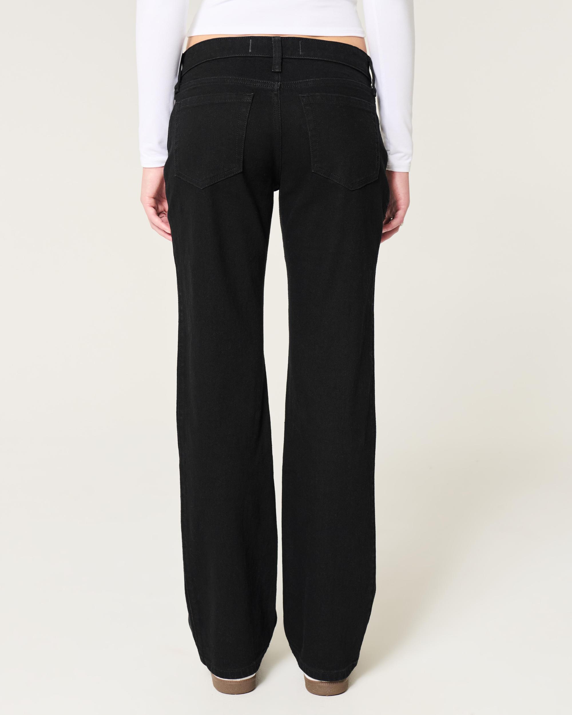 Low-Rise Black Relaxed Straight Jeans Product Image