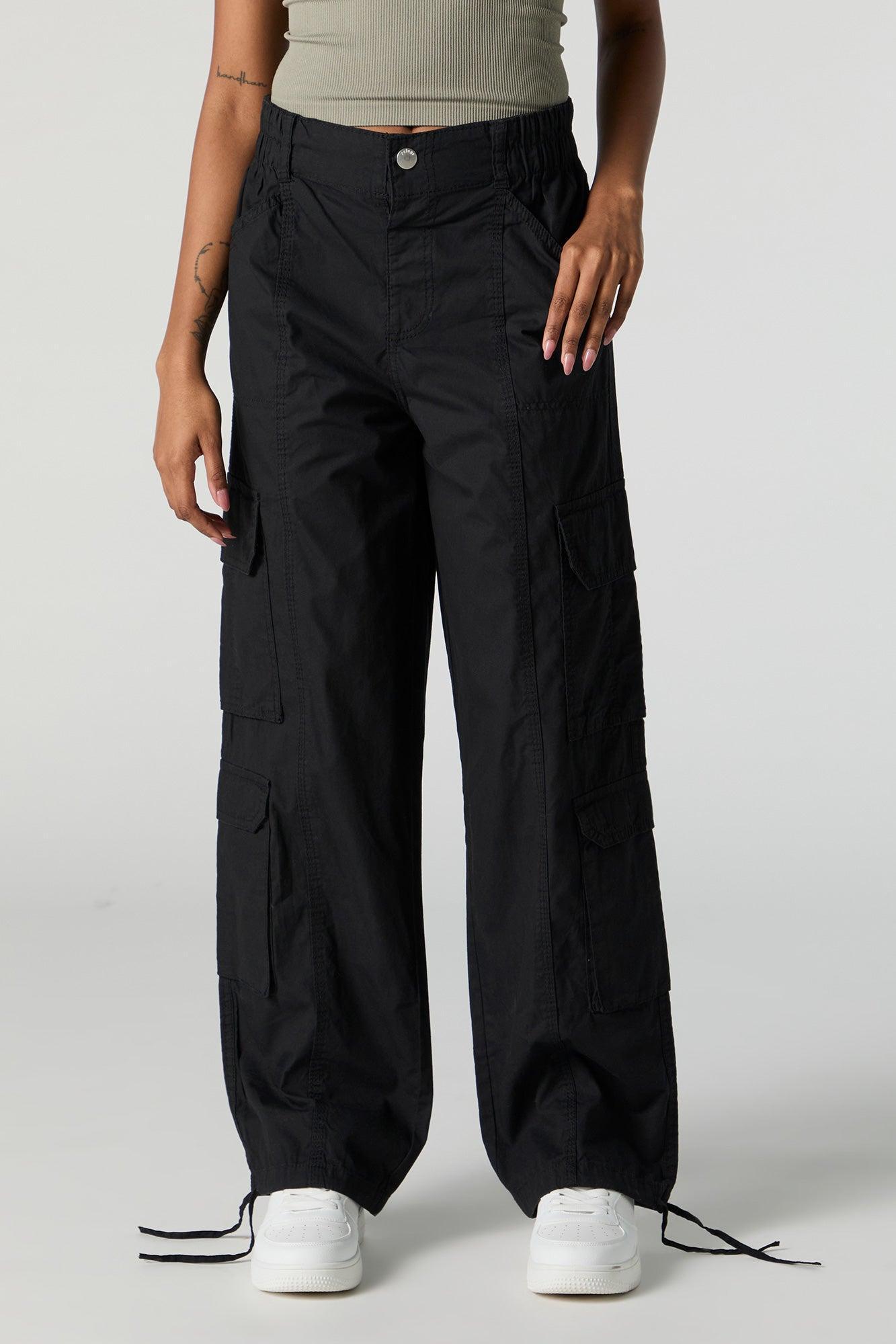 Self Tie Hem Straight Leg Multi Pocket Cargo Pant Female Product Image