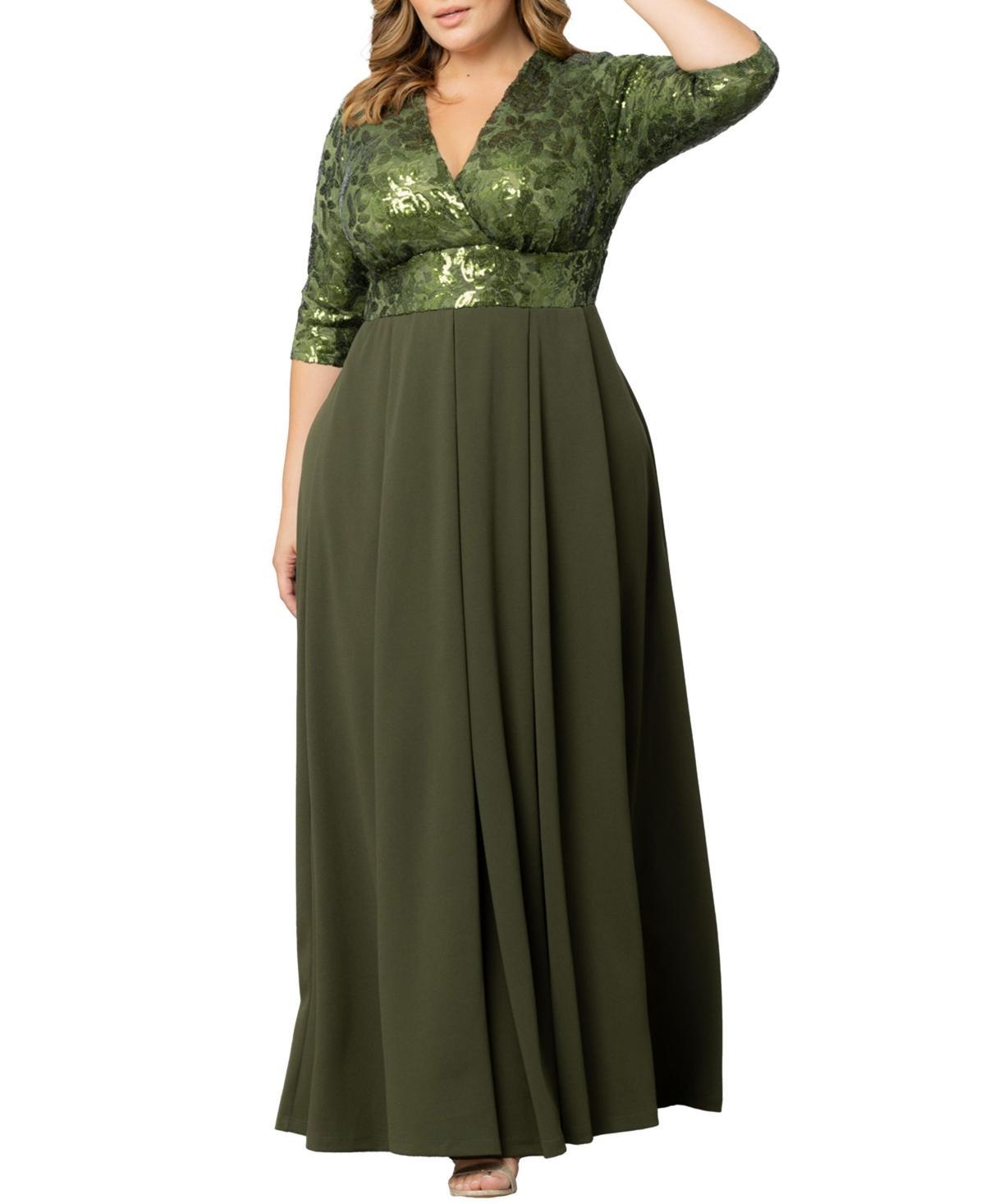 Womens Plus Size Paris Pleated Sequin Gown Product Image