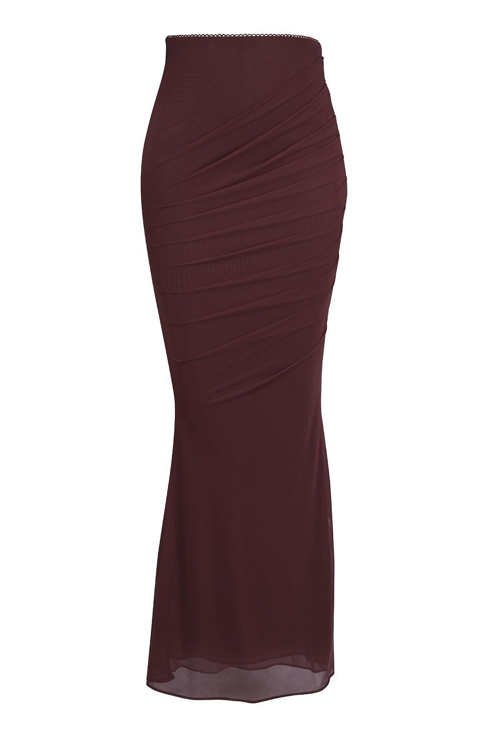 Cassidy  cabernet fluted hem mesh maxi skirt Product Image