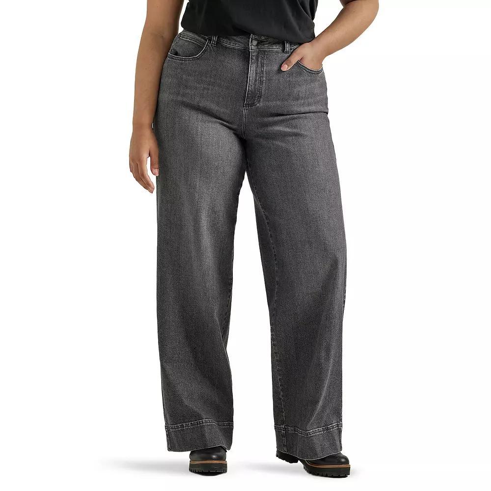 Plus Size Lee® Legendary Wide Leg Trouser Jeans, Women's, Size: 16 Tall, Blurred Darks Product Image