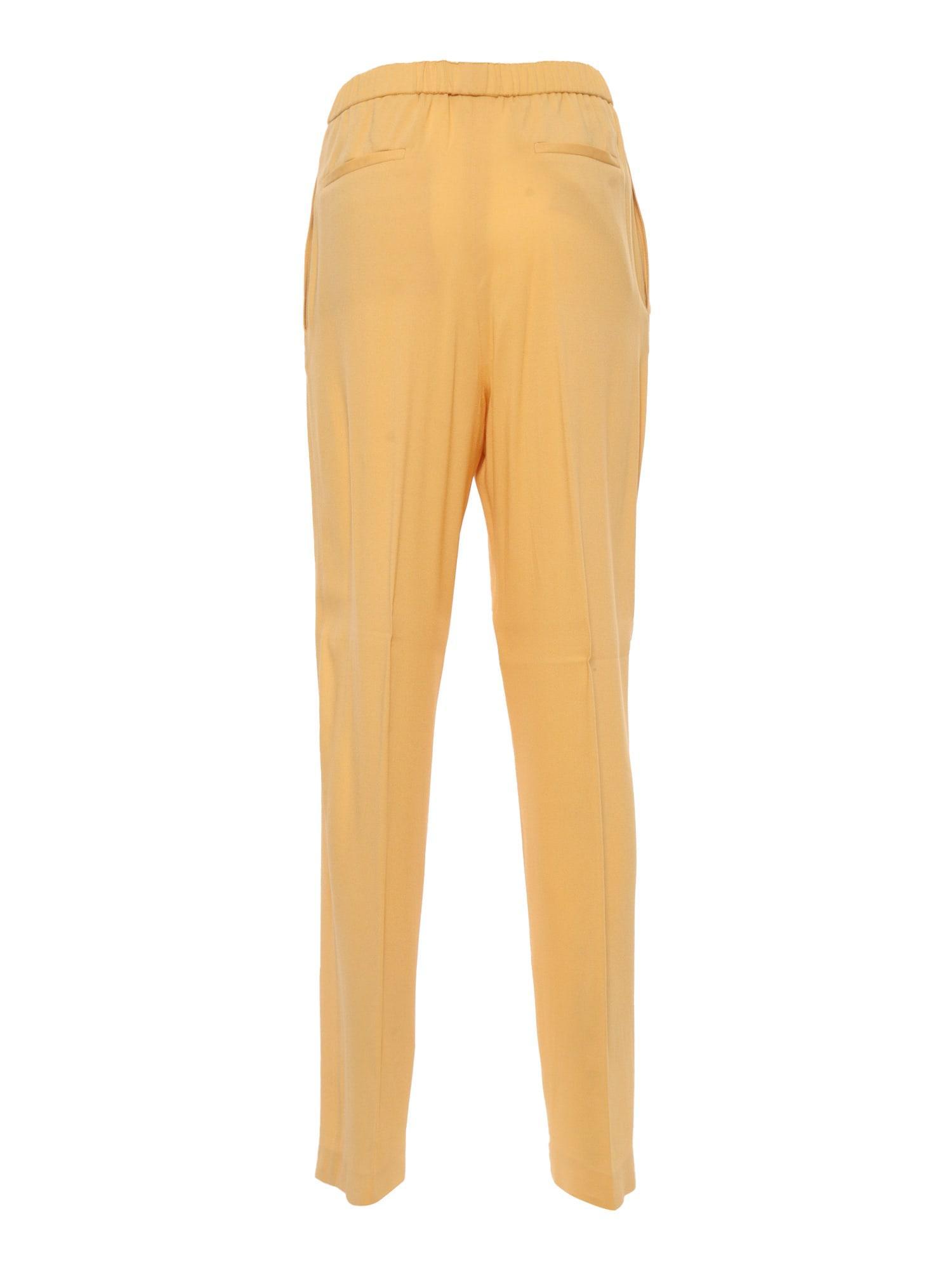 FABIANA FILIPPI Elasticated Waistband Straight Crepe Trousers In Yellow Product Image
