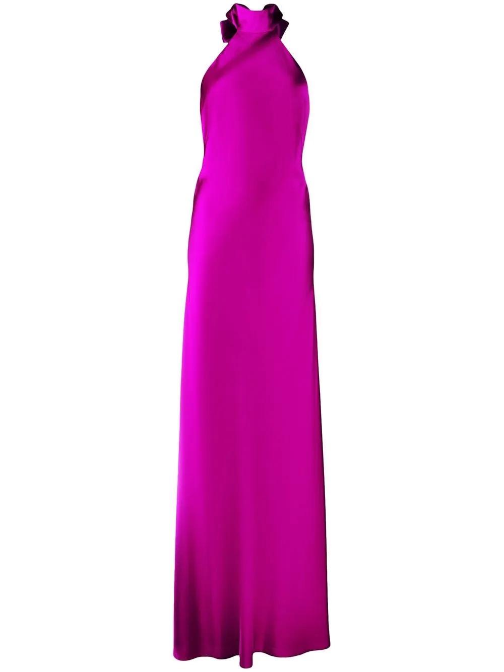 backless halter tie-fastening gown Product Image