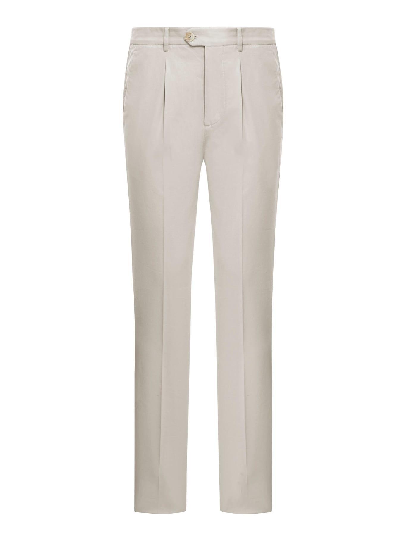 BRUNELLO CUCINELLI Cotton Blend Chino Pants In Nude & Neutrals Product Image
