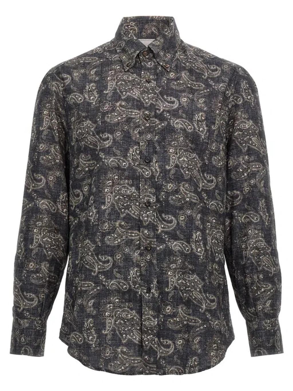 BRUNELLO CUCINELLI Paisley Shirt In Blue Product Image