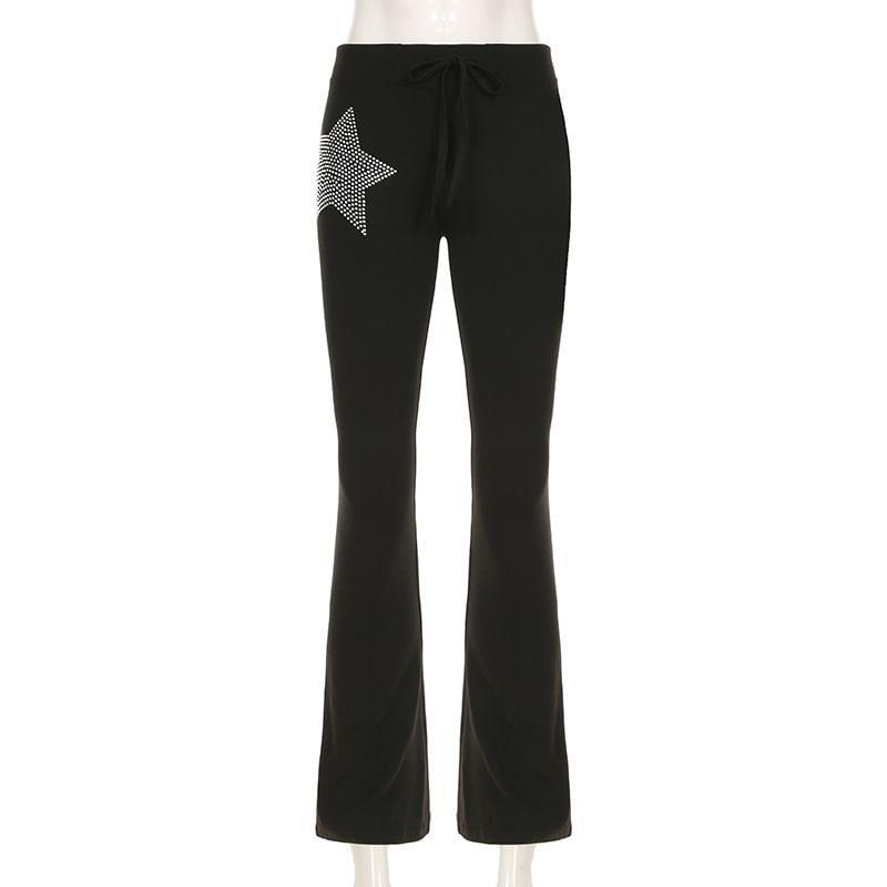 Mid Waist Glitter Star Flared Sweatpants Product Image