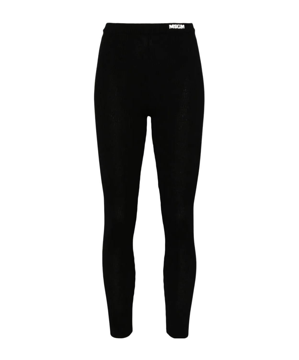 MSGM Logo-waistband Leggings In Black Product Image