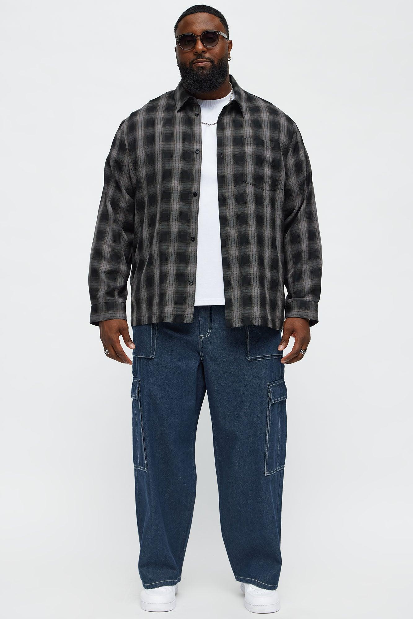 Deep End Contrast Stitch Baggy Jeans - Dark Wash Male Product Image