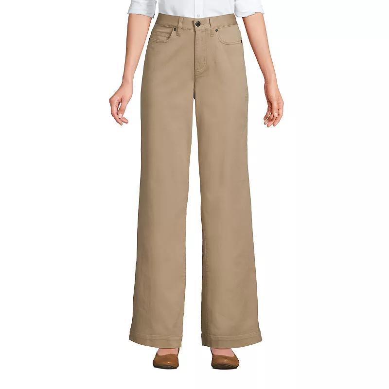 Women's Lands End High-Rise Wide Leg Chino Pants, Size: 14, White Product Image