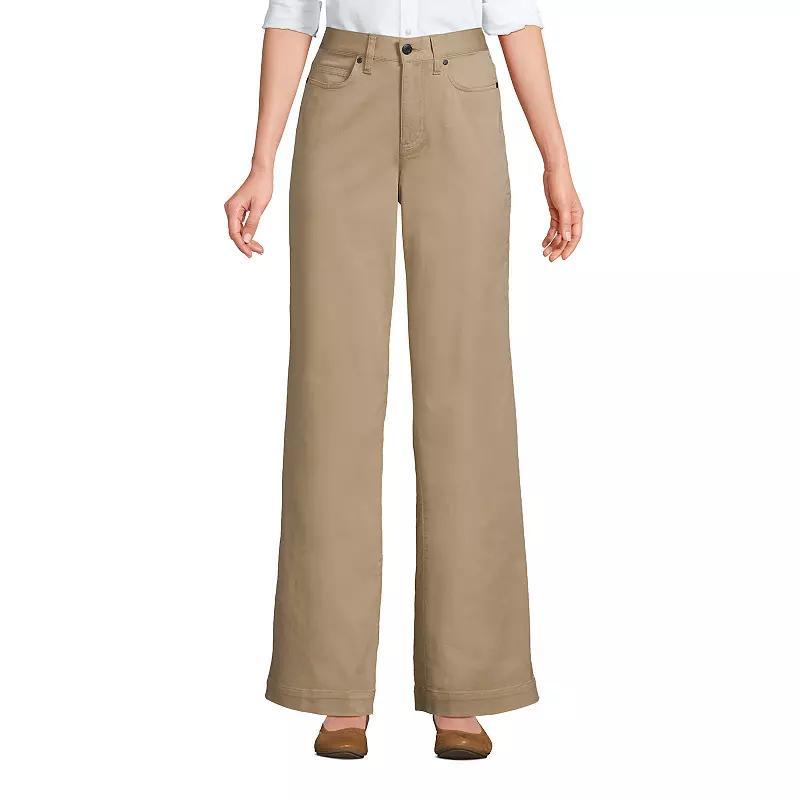 Women's Lands End High-Rise Wide Leg Chino Pants, Size: 14, White Product Image