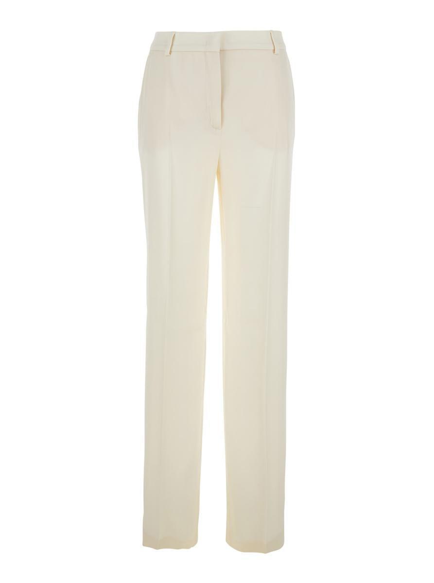 ALBERTA FERRETTI White Tailored Pants With High Waist  In Silk Blend Woman Product Image