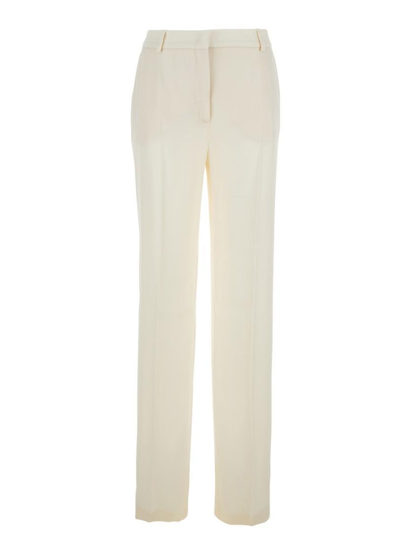 ALBERTA FERRETTI White Tailored Pants With High Waist  In Silk Blend Woman Product Image