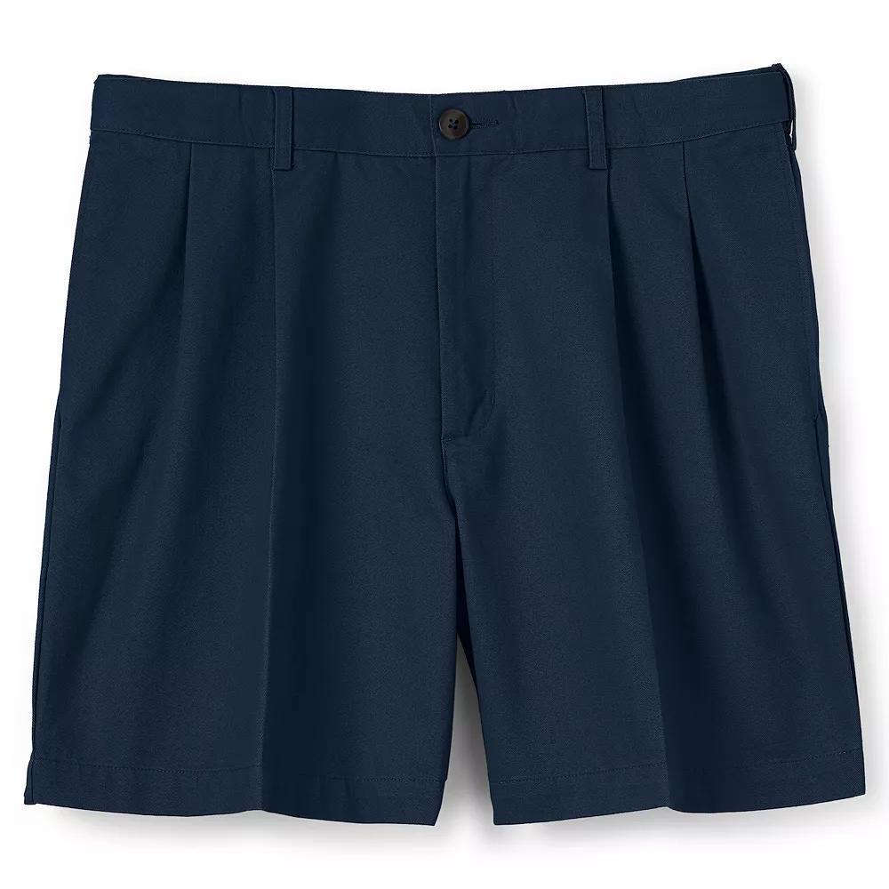 Men's Lands' End Comfort Waist 6-inch No-Iron Pleated Chino Shorts, Size: 37, Green Product Image