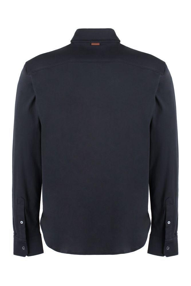 ZEGNA Z  Buttoned Long Sleeved Shirt In Black Product Image