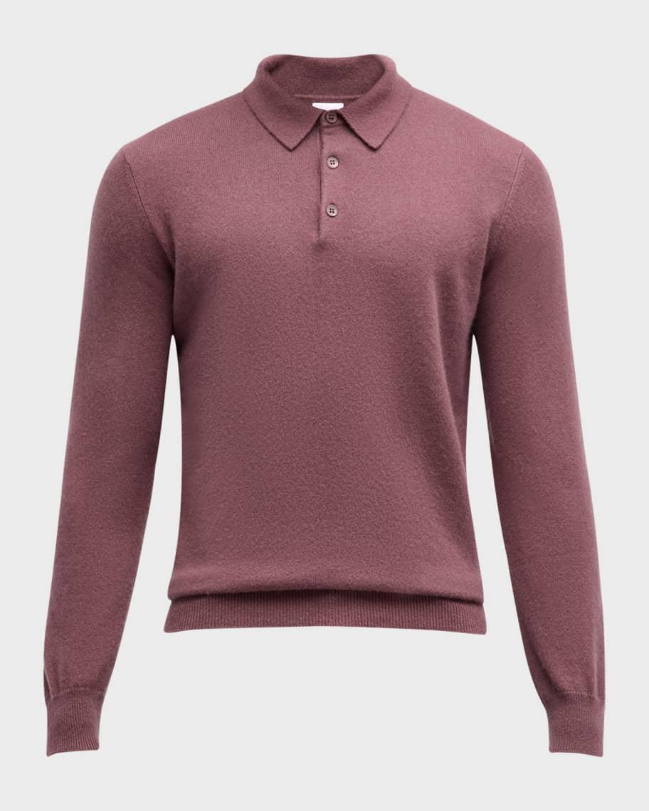 Mens Solid Cashmere Polo Sweater Product Image