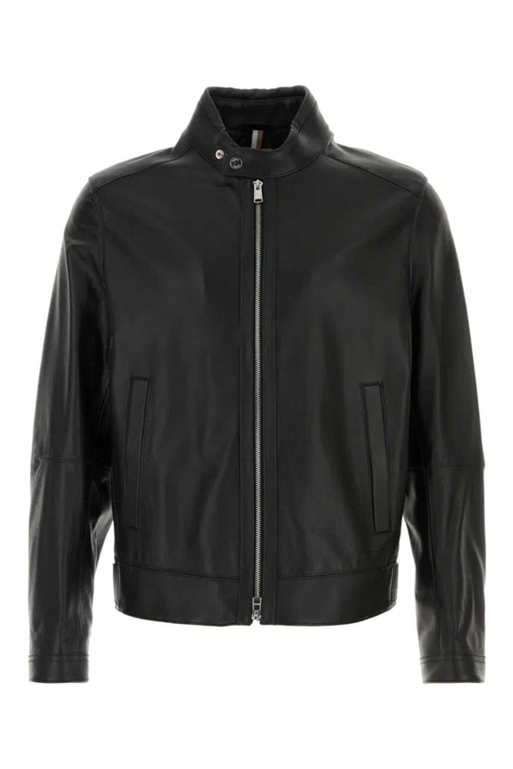 HUGO BOSS Boss Lambskin Jacket In Black Product Image