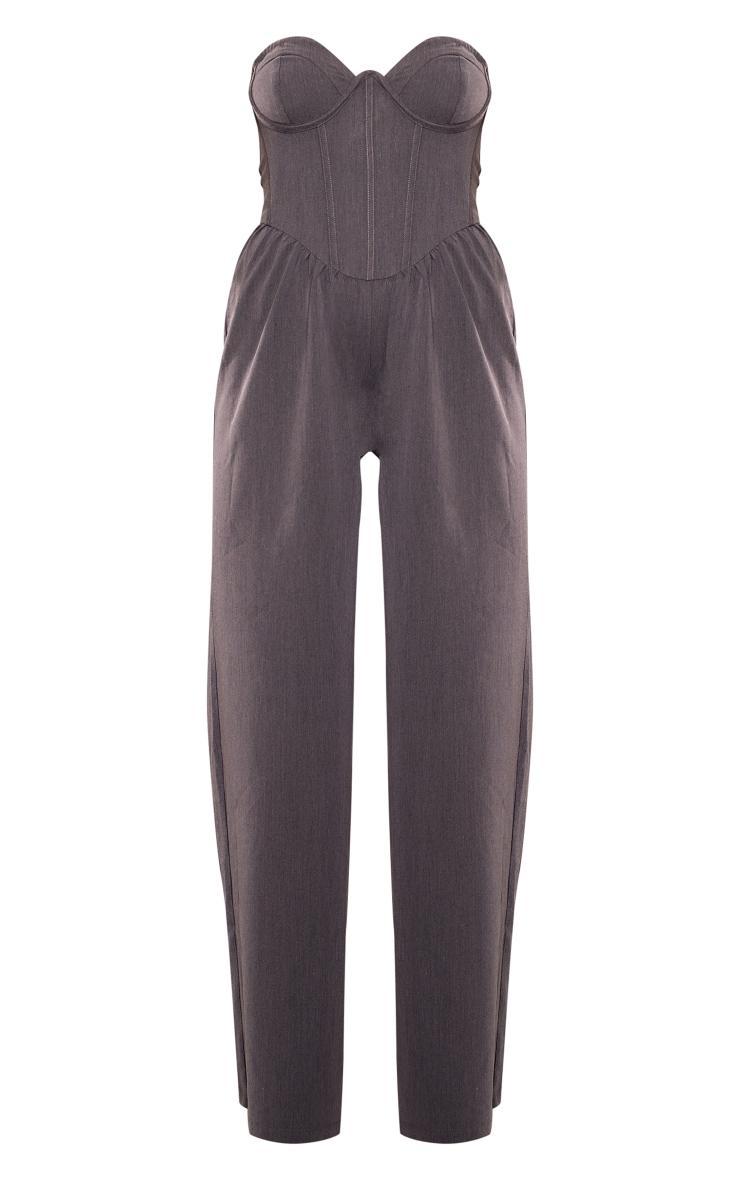 Charcoal Underwire Corset Detail Tailored Jumpsuit Product Image