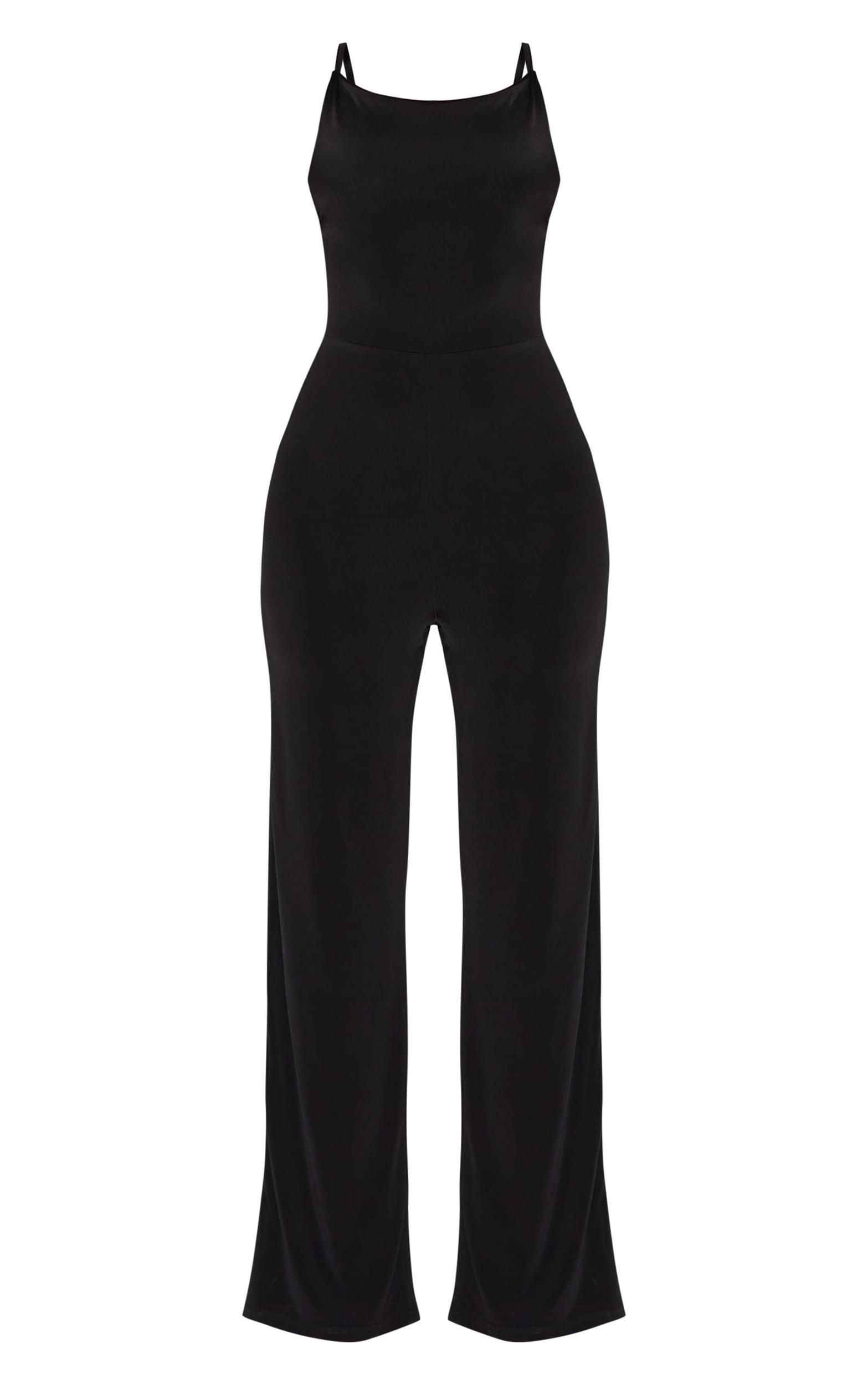 Black Woven Thin Halter Overlay Detail Jumpsuit Product Image
