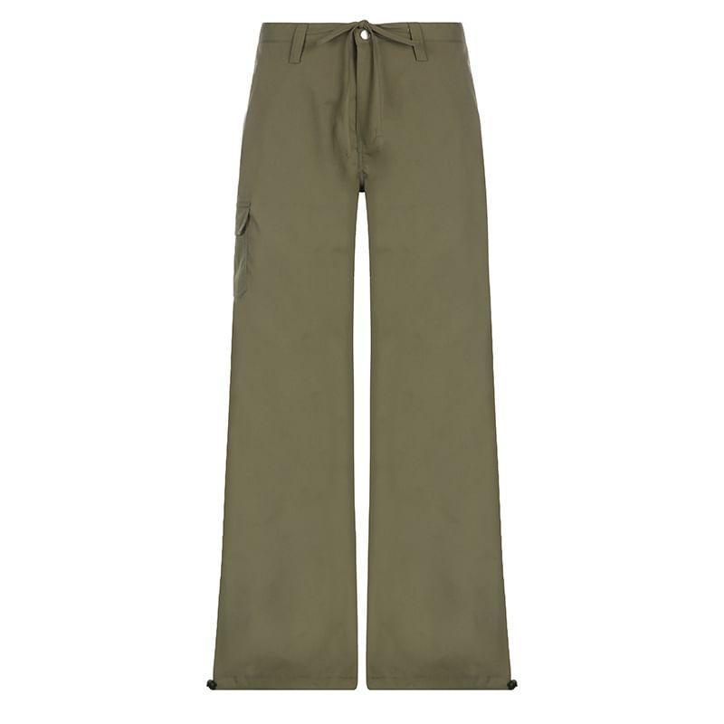 Low Rise Plain Flared Cargo Pants Product Image
