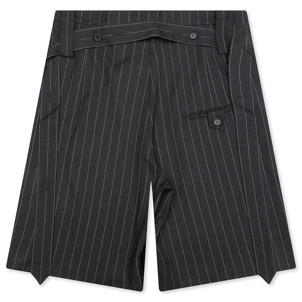 Folded Front Pleat Shorts - Mid Grey Melange Male Product Image