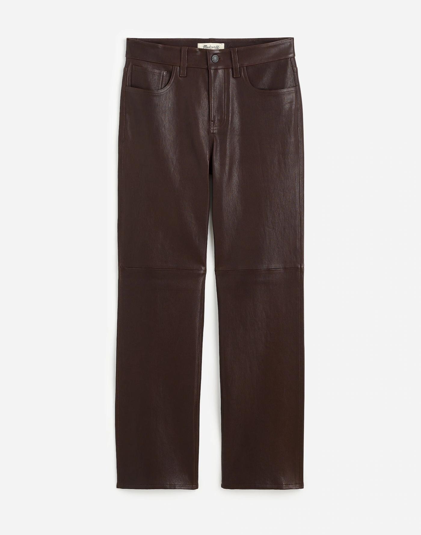 The '90s Straight Mid-Rise Pant in Leather Product Image