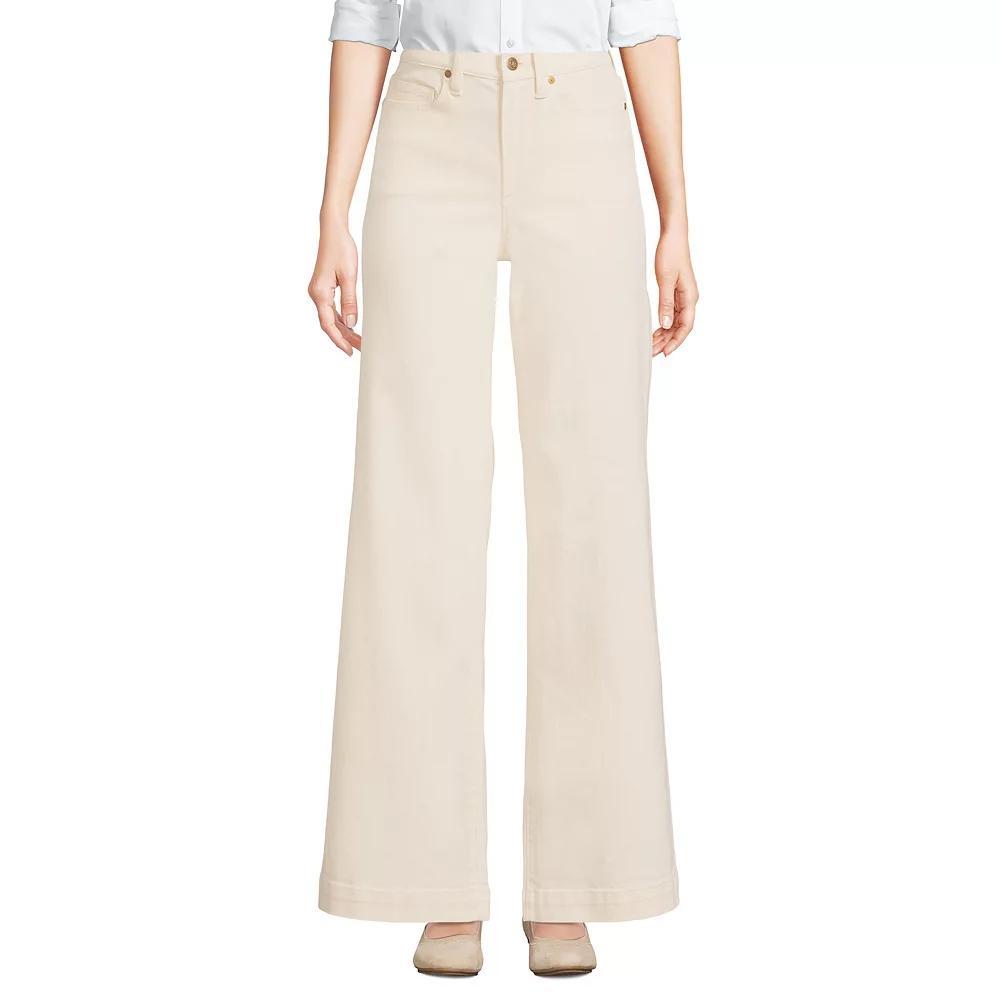 Women's Lands' End Denim High Rise Wide Leg Jeans, Size: 14X32, Black Stone Wash Product Image