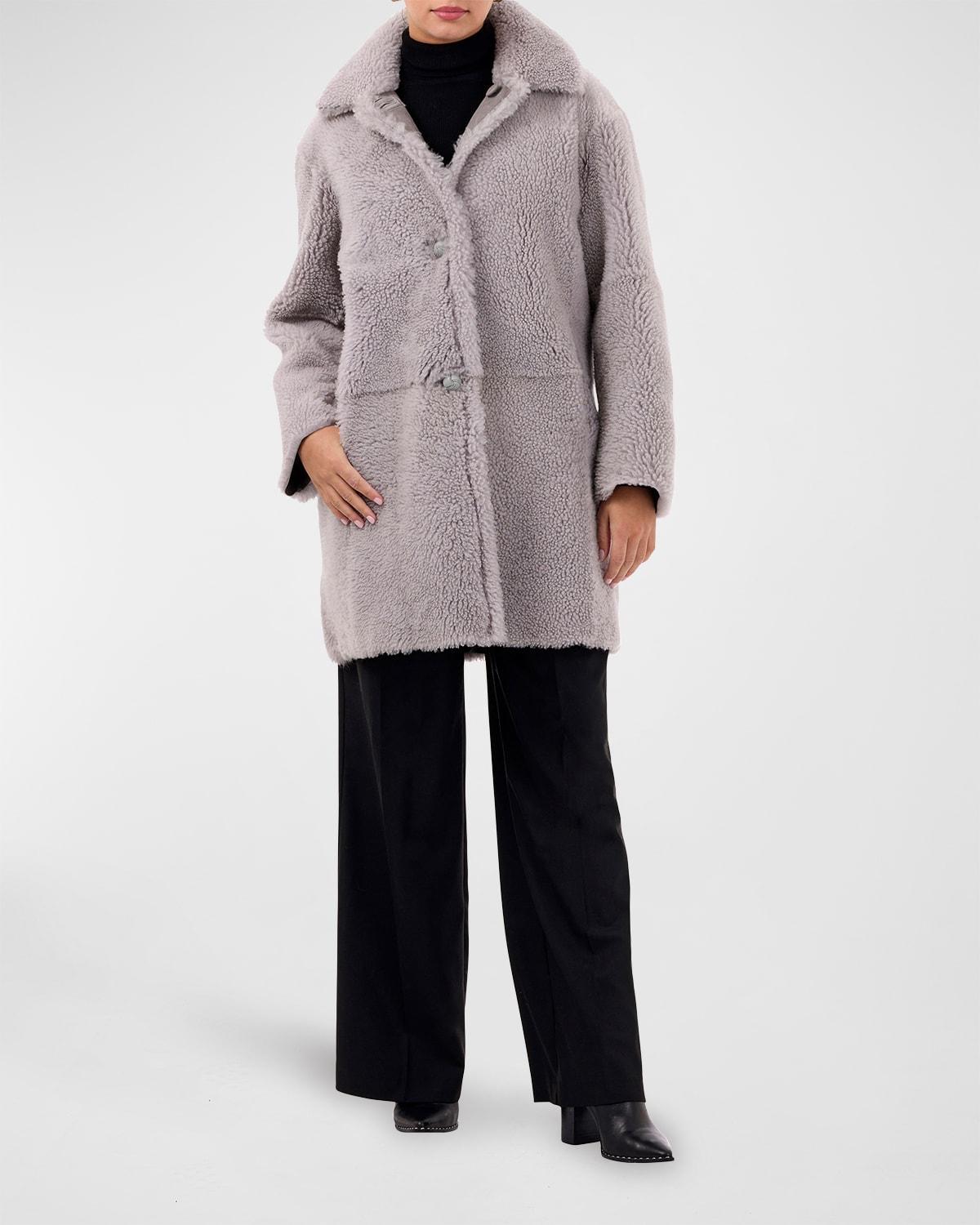 Reversible Lamb Shearling Stroller Jacket w/ Leather Buttons Product Image