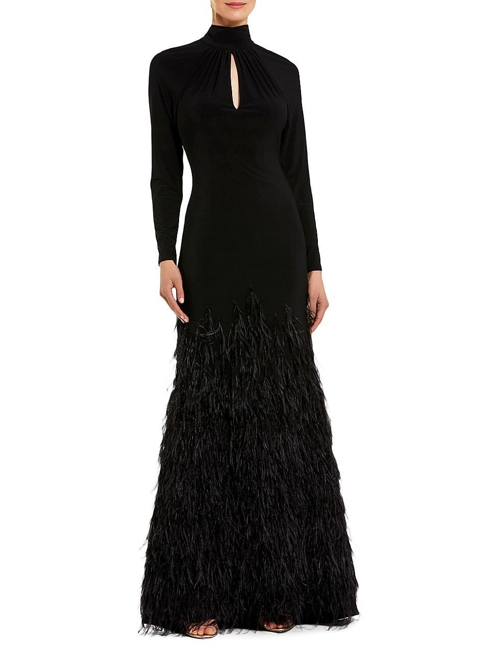 Womens Feather-Embellished Jersey Gown Product Image