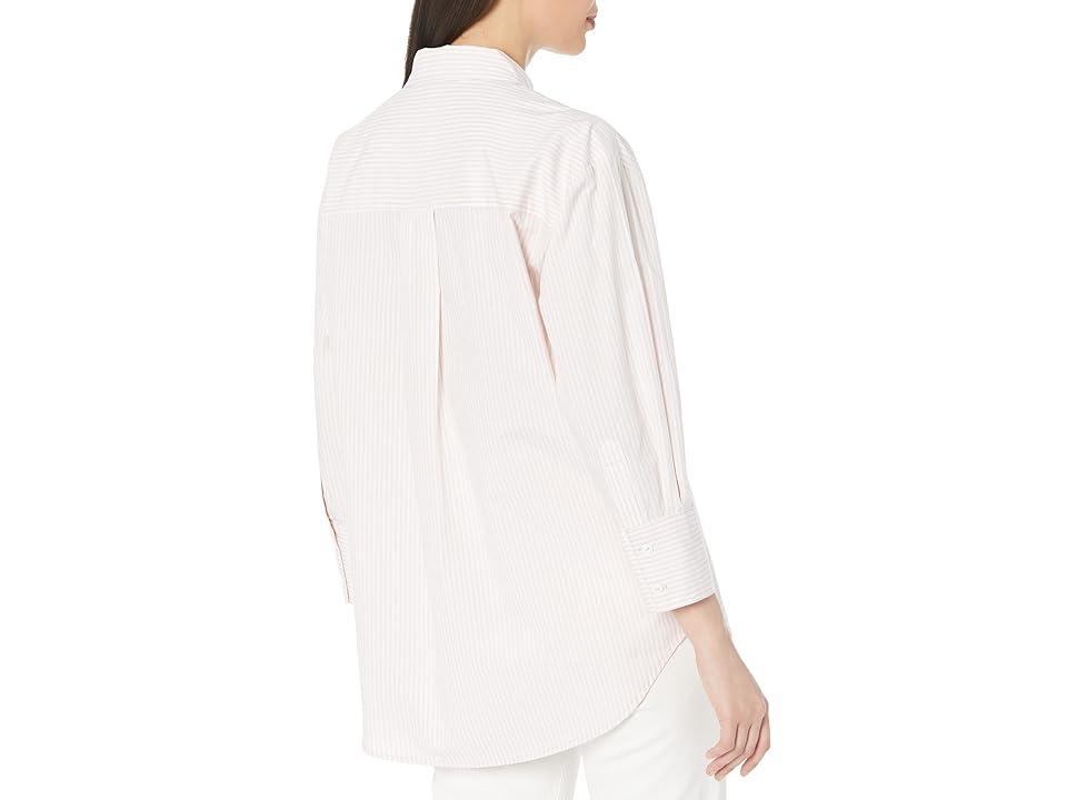 Liverpool Los Angeles Oversized Classic Button Front Shirt (Peony Pinstripe) Women's Clothing Product Image
