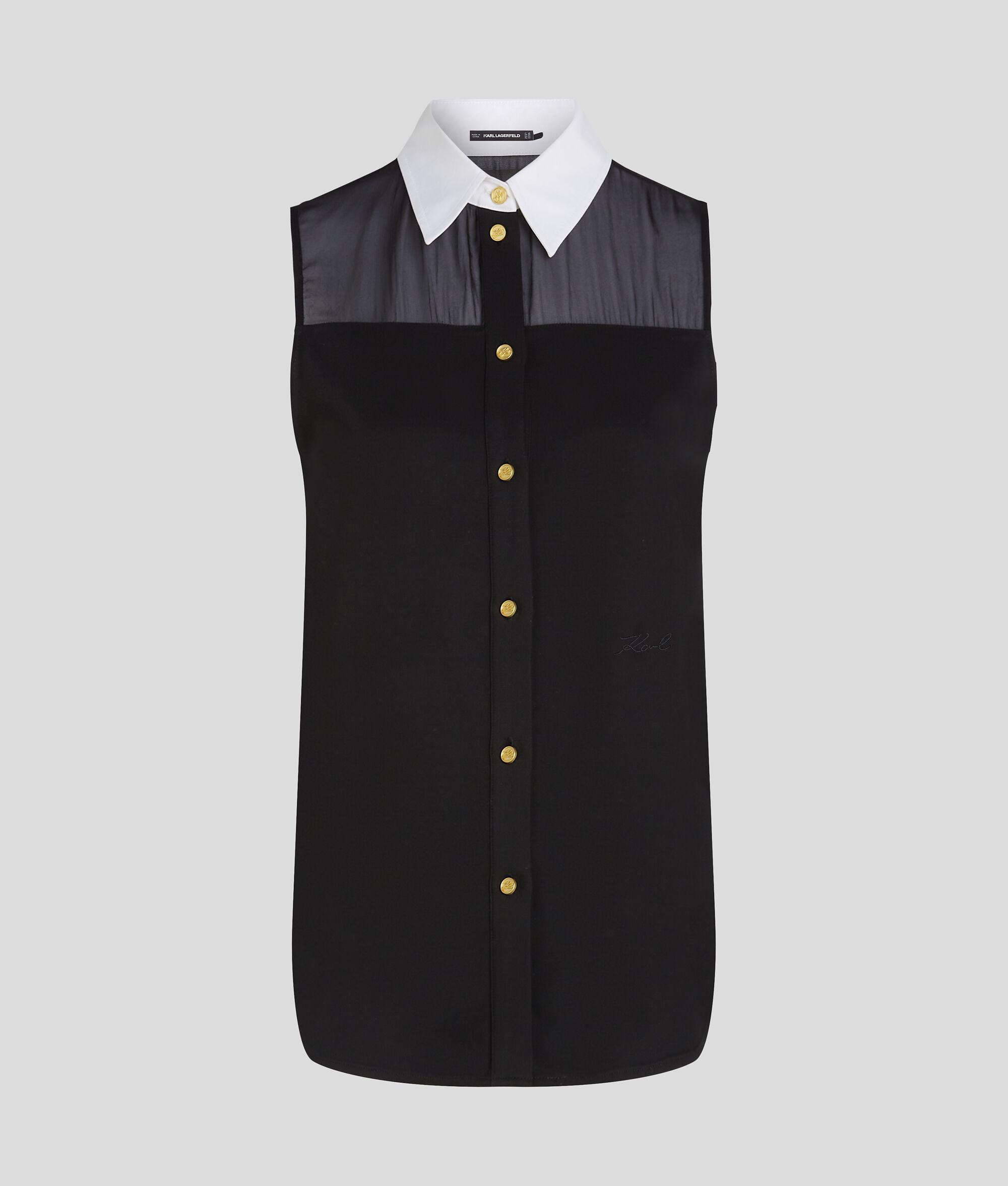 POPLIN COLLAR SLEEVELESS BLOUSE Product Image