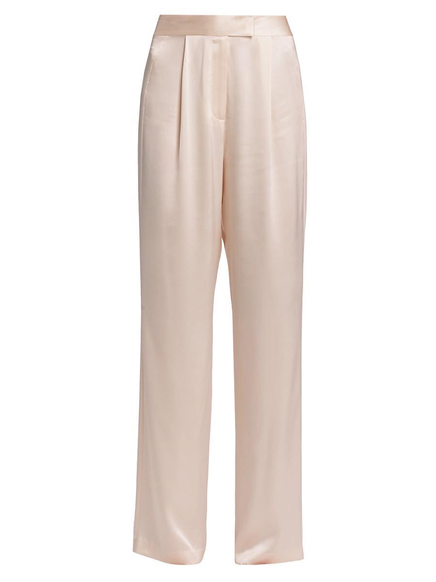 Womens Wide-Leg Silk Trousers Product Image